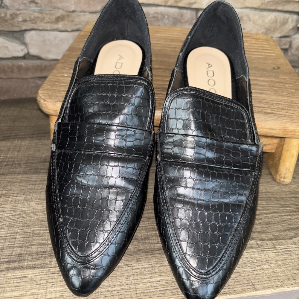 ADOC Black Women's Slip On Snake Pattern Low Heel Sz 10